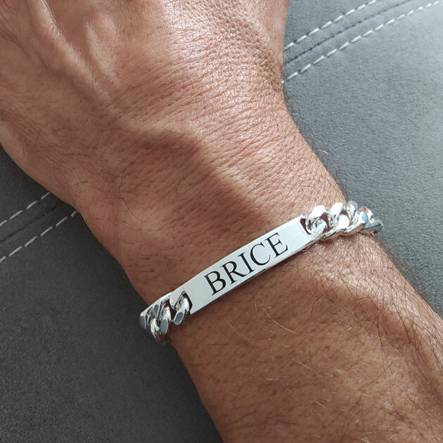 Bracelet Identité Gourmette En Argent 925 Gravable 19 Cm - Neuf Fabriqué En Allemagne