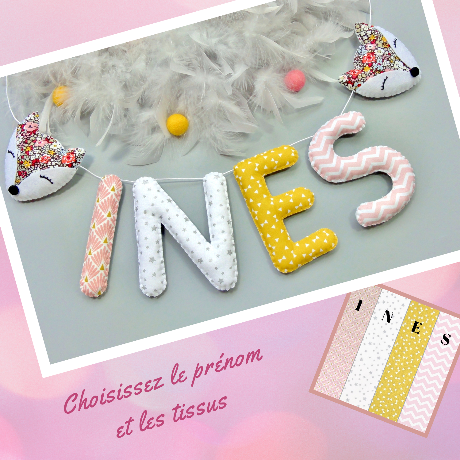 Cadeau naissance personnalisé bébé fille pour décoration chambre enfant