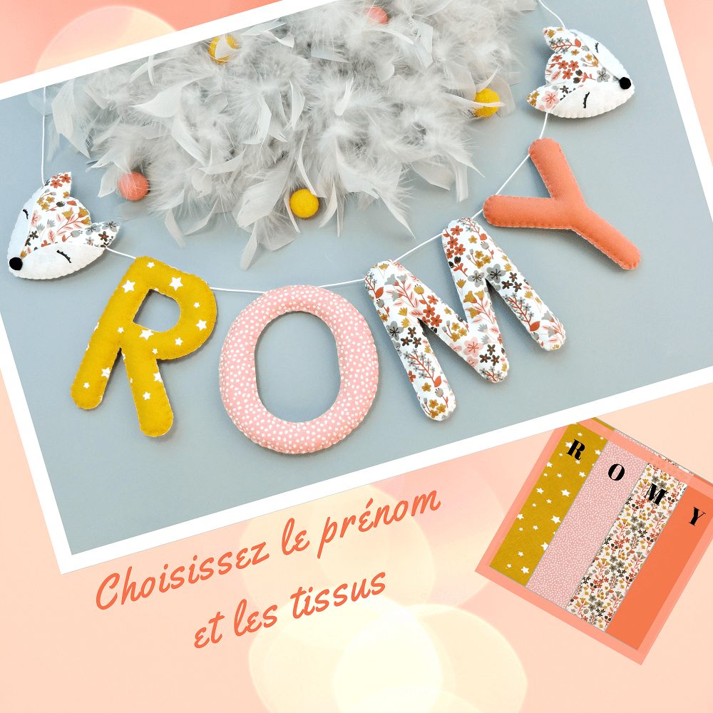 Guirlande prénom à personnaliser tissu au choix