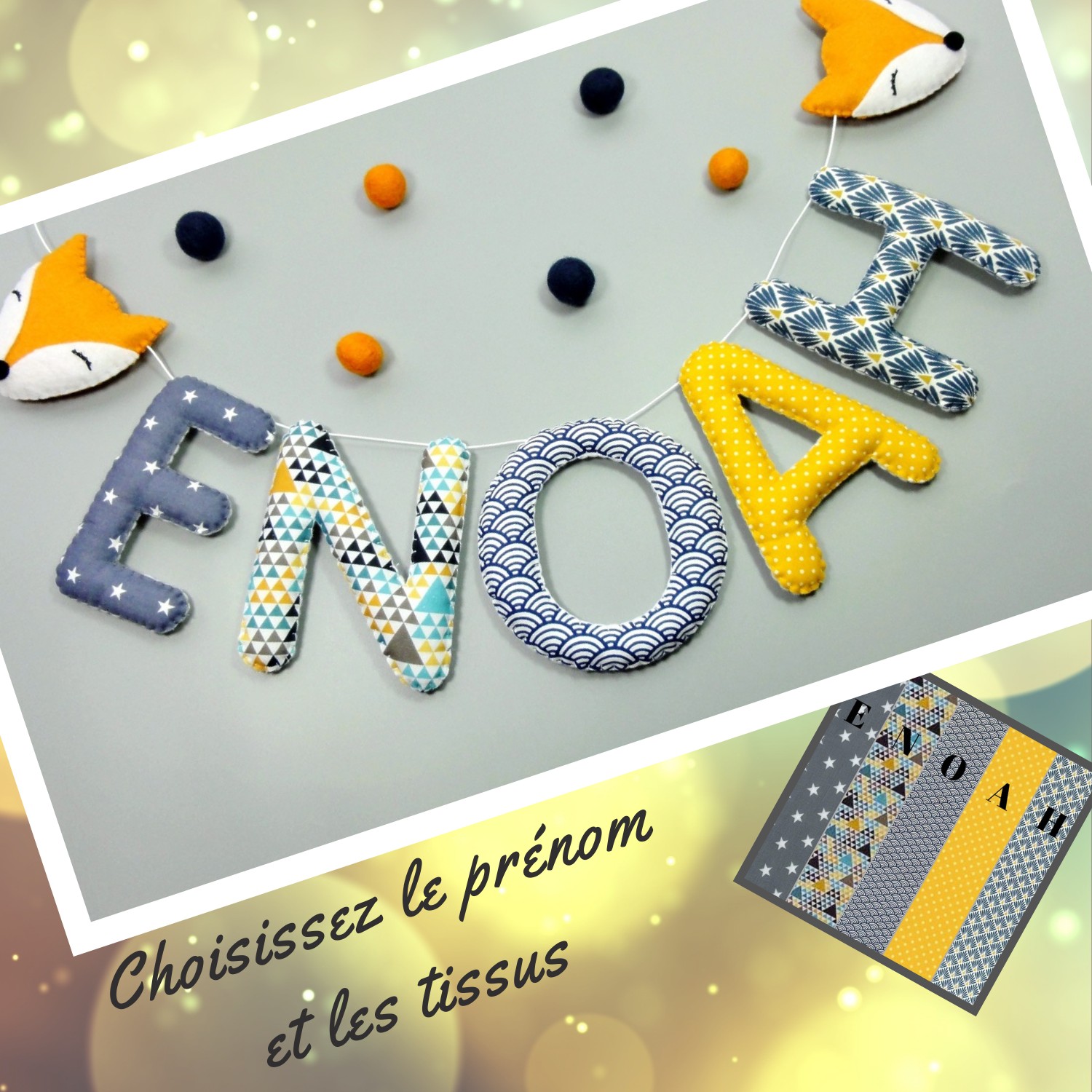 Guirlande prénom enfant – Cadeau naissance personnalisé