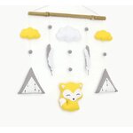 Attrape rêve renard chambre bebe en bois nuage tipi jaune gris blanc