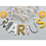 Guirlande lettres en tissu personnalisé jungle safari savane lion ocre