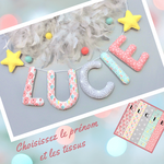 cadeau naissance personnalisé deco chambre bebe fille corail pastel jaune