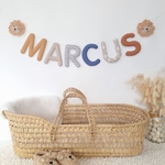 guirlande prenom tissu jungle savane decoration chambre bebe garcon lion beige