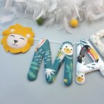 déco murale prénom personnalisée pour chambre enfant jungle safari lion