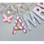guirlande de lettres en tissu deco personnalisée chambre enfant fille papillon