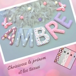 guirlande prenom tissu pour decoration murale personnalisée chambre bebe fille violet mauve papillons