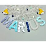 guirlande lettres personnalisée deco chambre bébé garçon bleu marine turquoise