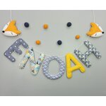 décoration murale personnalisée chambre enfant garçon bleu petrole jaune renard