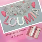 décoration murale chambre bebe fille personnalisée en guirlande prénom avec tissus vieux rose et beige