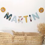 Guirlande prénom personnalisée lion pour déco chambre bébé jungle