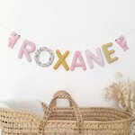 Guirlande déco chambre bébé fille esprit biche des bois et forêt avec prénom en tissu personnalisé