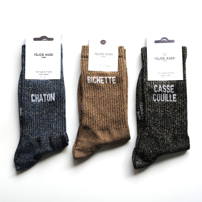 Paire de Chaussettes enfant «Bichette» à paillettes, Félicie Aussi