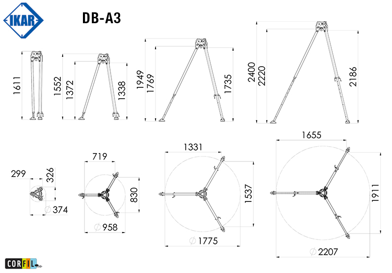 Trepied-DB-A3-3-personnes-IKAR-dimensions