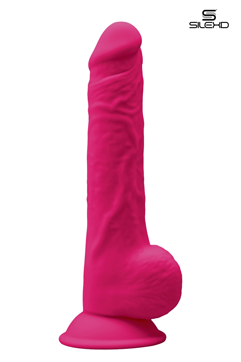 Gode réaliste avec testicules rose 24 cm