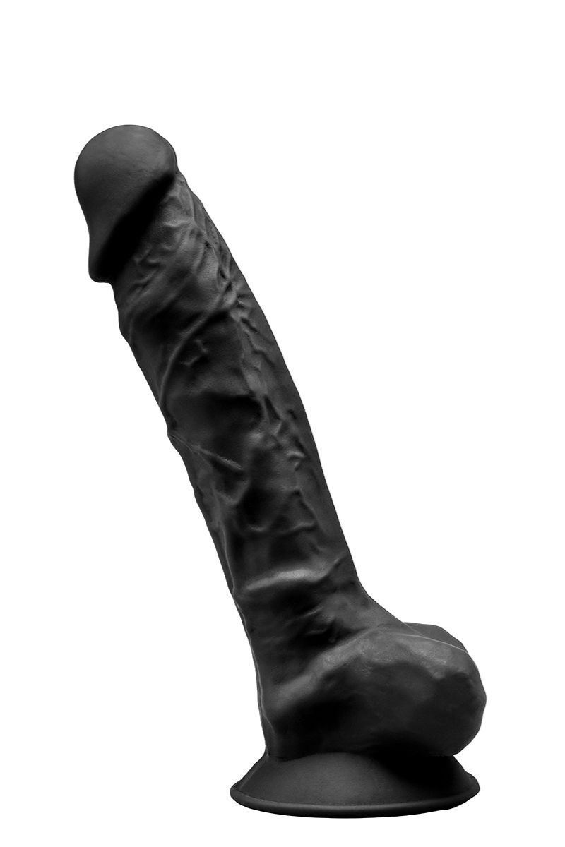 Gode réaliste avec testicules noir 23 cm