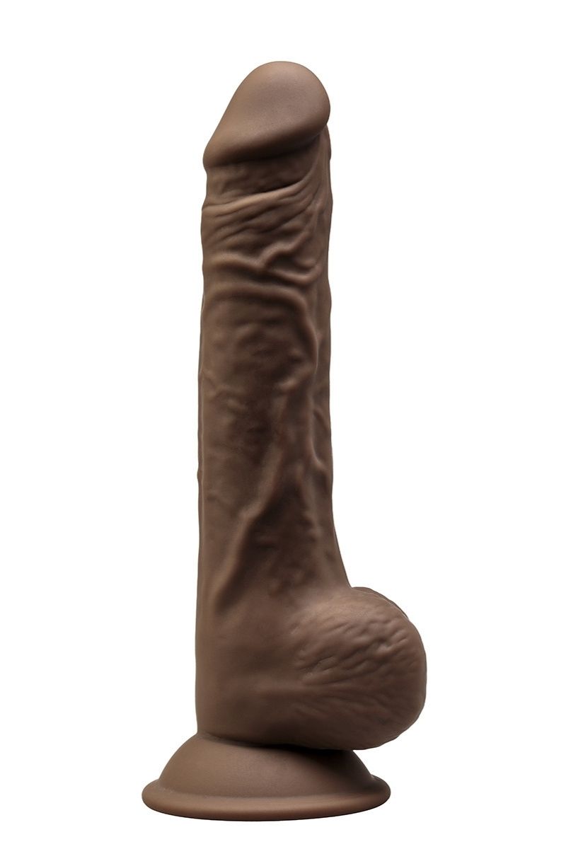 Gode réaliste avec testicules chocolat 24 cm