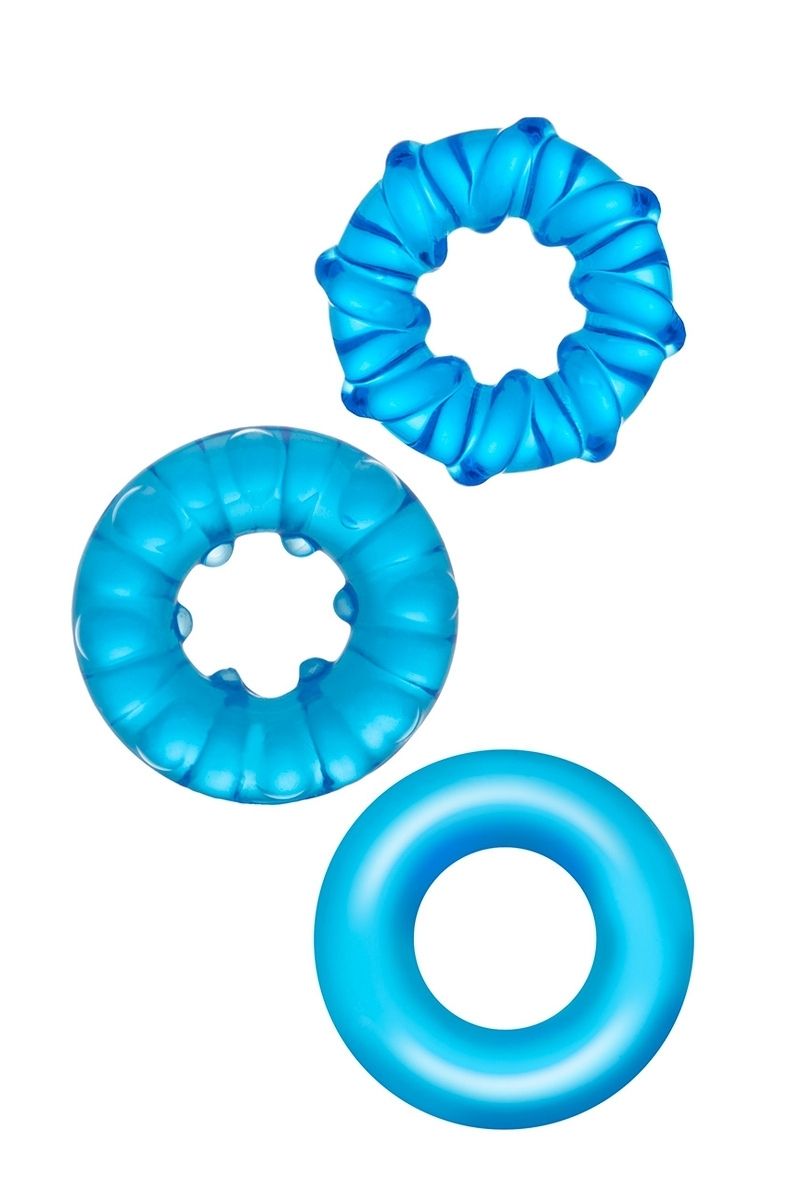 3 Cockrings Strech Rings bleu