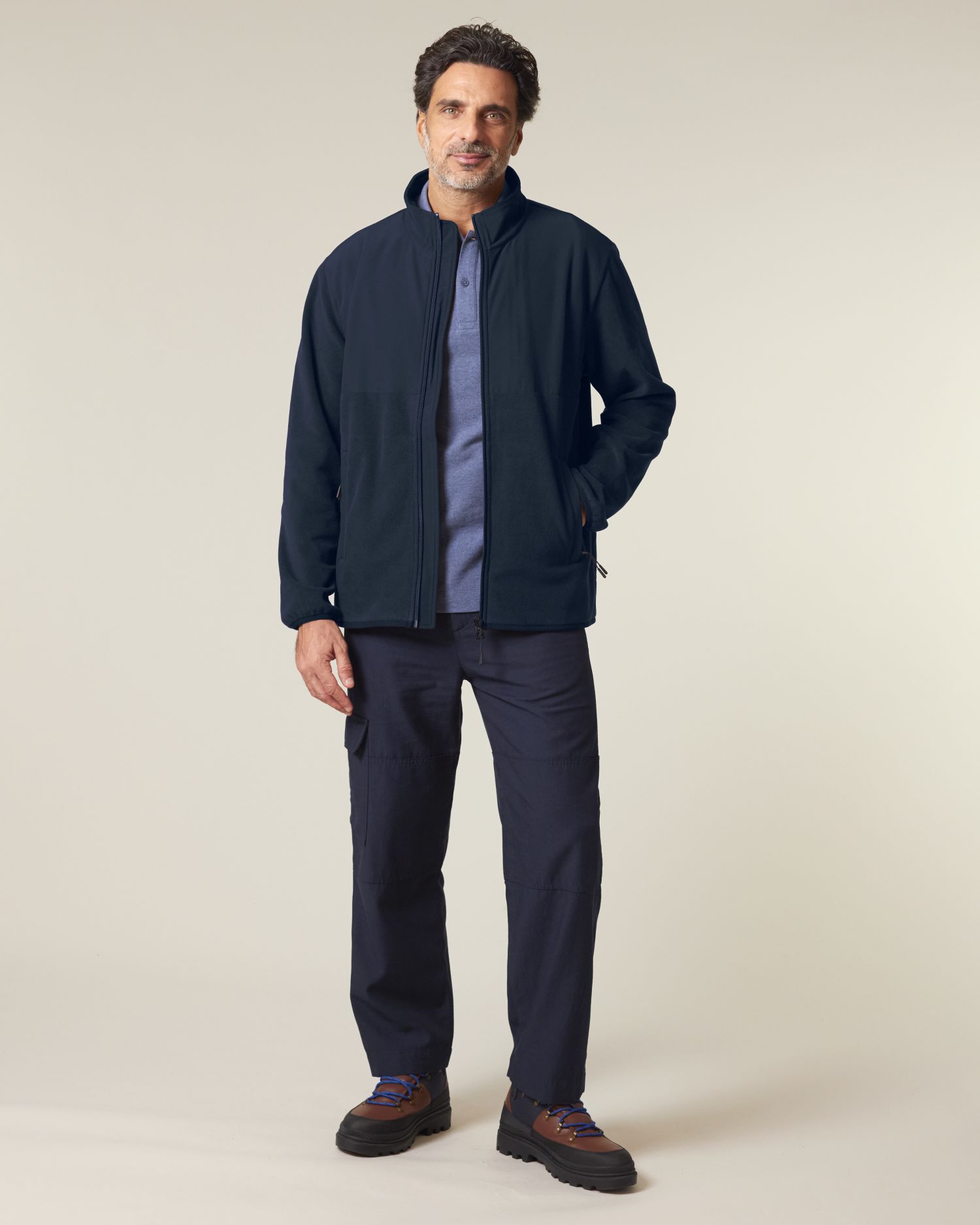 Veste zippée recyclée unisexe Trekker Stanley/Stella personnalisable, coloris Bleu marine