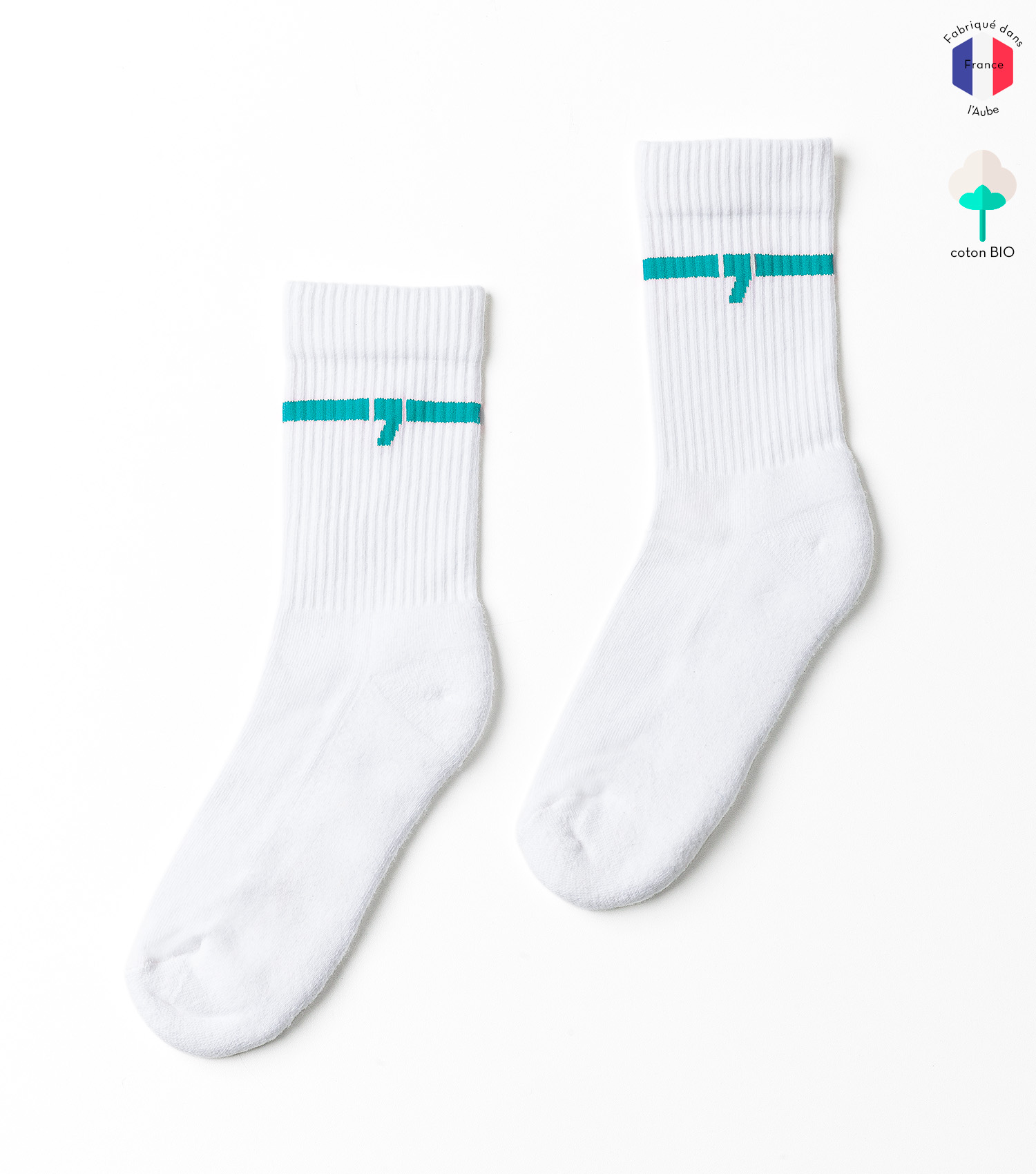 Les chaussettes de sport blanc/turquoise