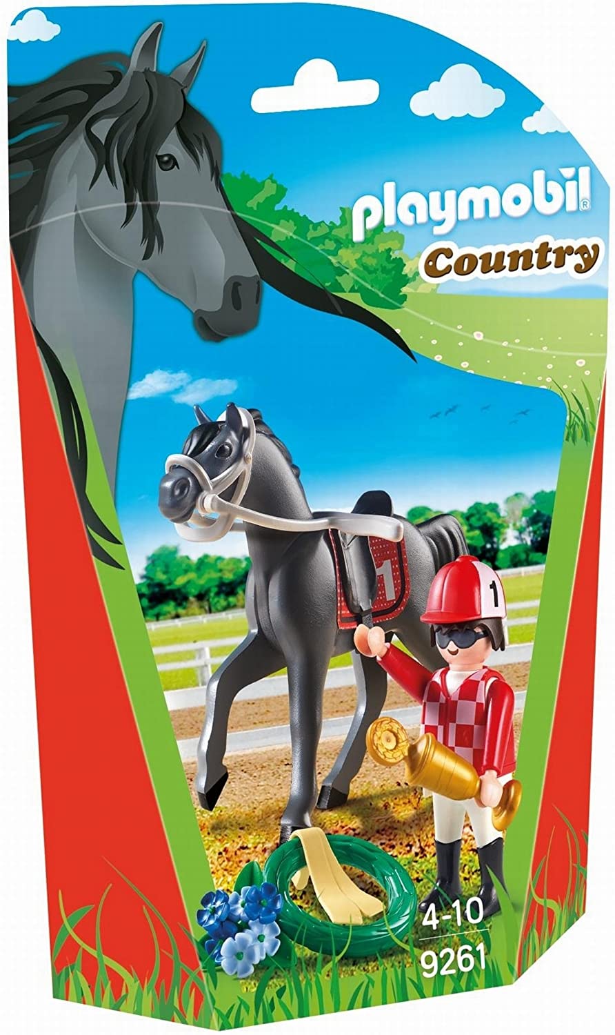 Jouet Playmobil 9261 Jockey avec cheval 1