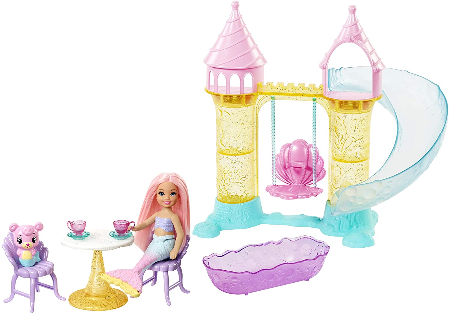 Jouet Mattel Barbie Dreamtopia Coffret Aire de Jeux château de sable avec poupée Chelsea sirène et Figurine Ourson-Triton 2