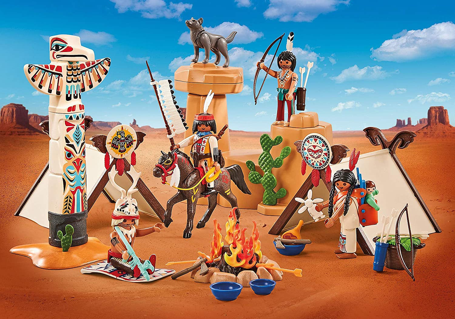 Jouet Playmobil 9899 Camps des Amérindiens (emballage plastique)