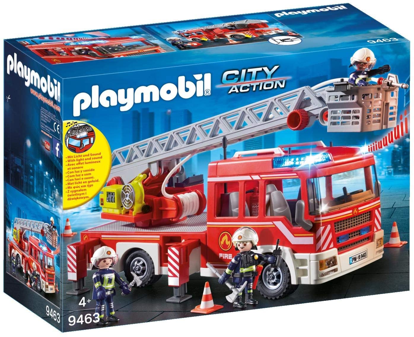 Jouet Playmobil - 9463 - City Action - Camion de Pompiers avec échelle pivotante