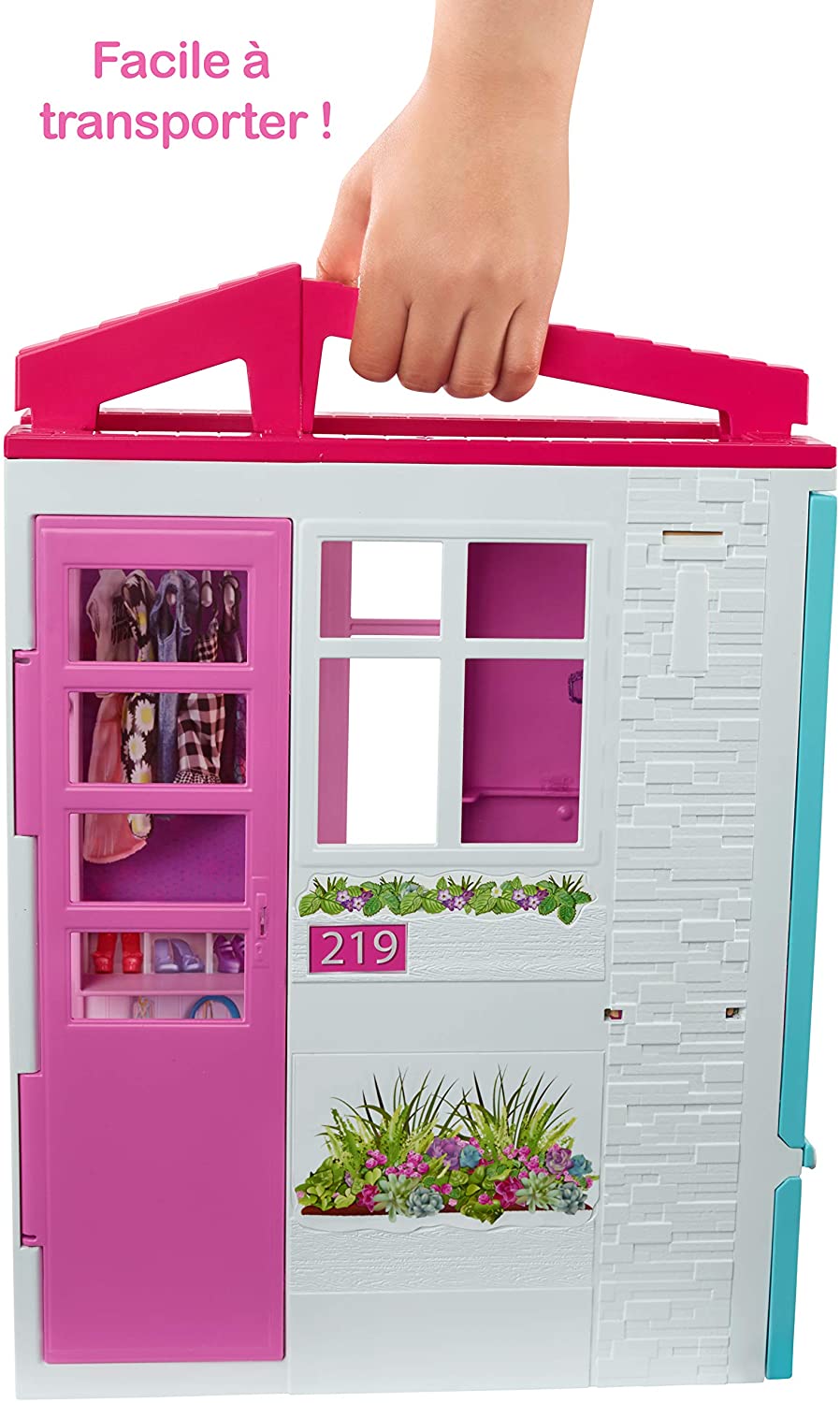 Jouet Mattel - FXG55 - Barbie + Sa Maison a Emporter - Maison de Poupee Repliable + Transformable - 1 Poupee 2