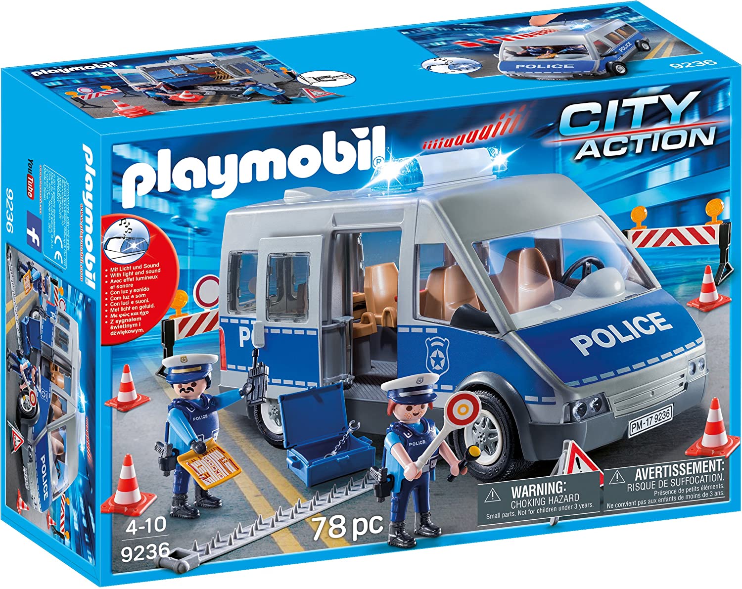 Jouet Playmobil - 9236 - City Action - Fourgon de policiers avec matérile de barrage 1