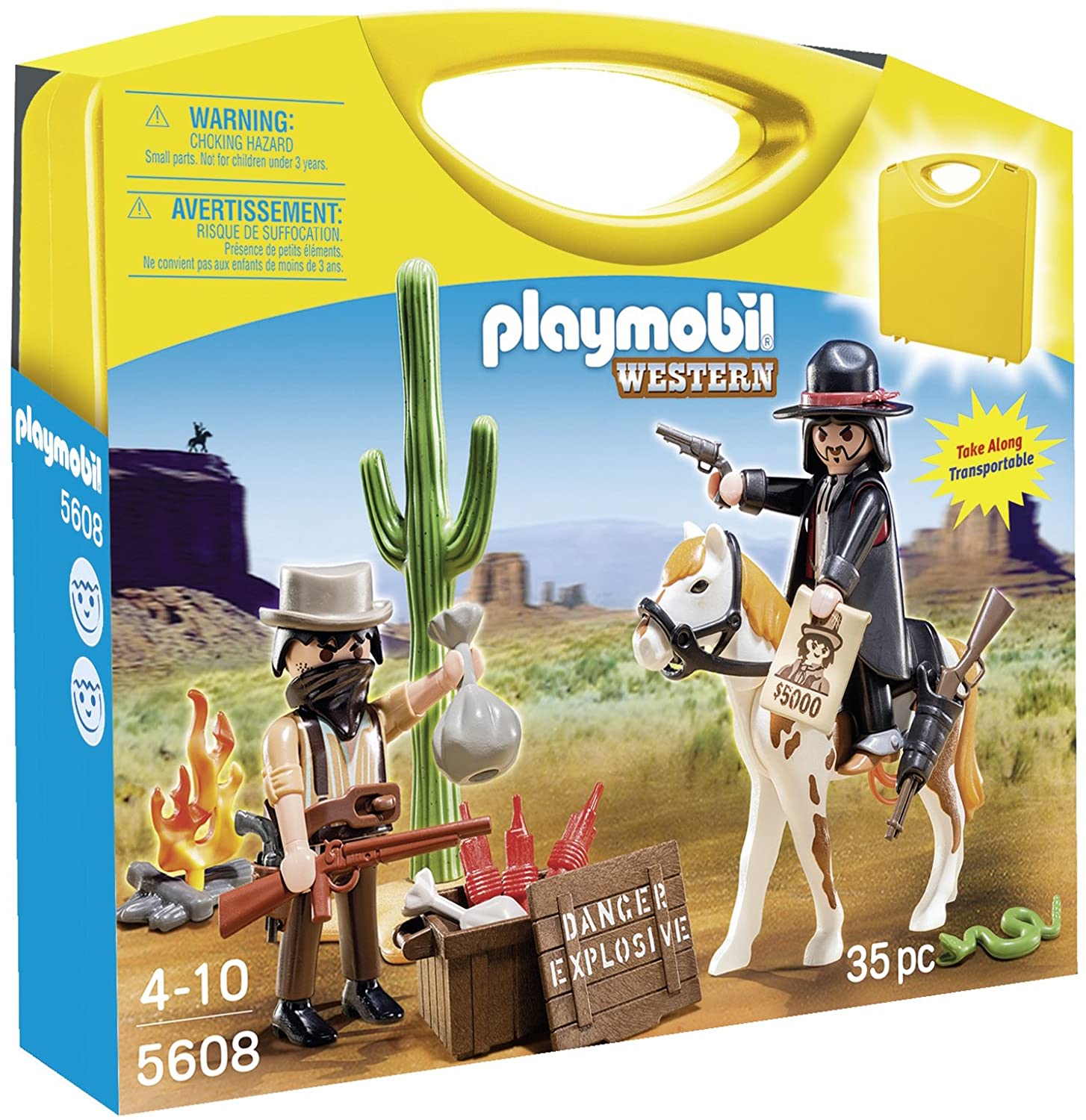 Jouet Playmobil - Western - 5608 - Valisette Chasseur de prime + bandit