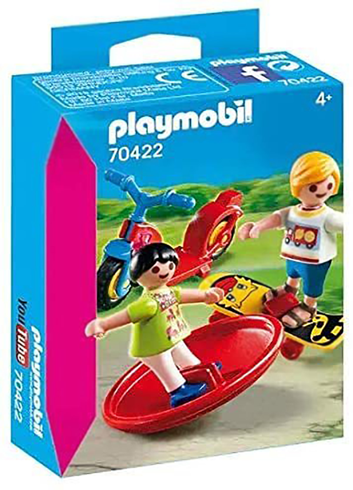 Jouet Playmobil - 70422 - enfants avec skate board et vélo