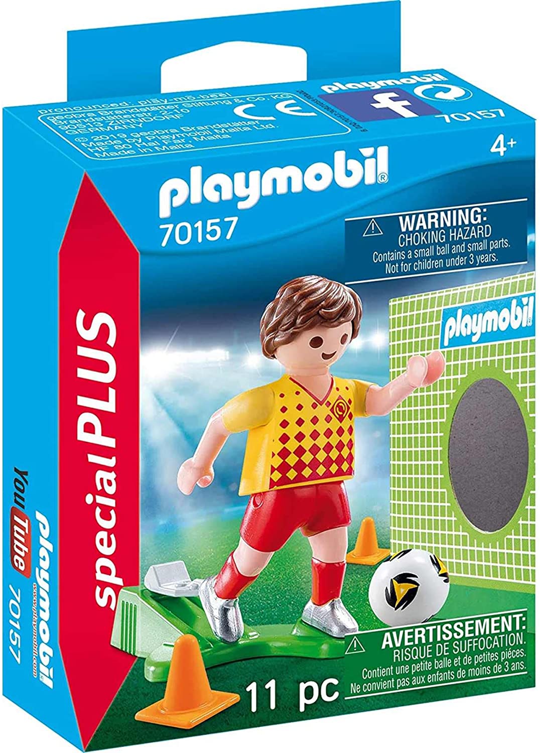 Jouet Playmobil - 70157 - Joueur de foot et but