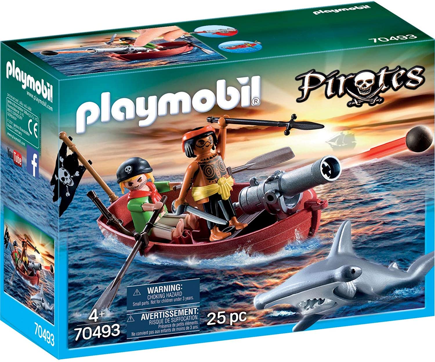 Playmobil - 70493 - Barque des Pirates avec Requin-Marteau