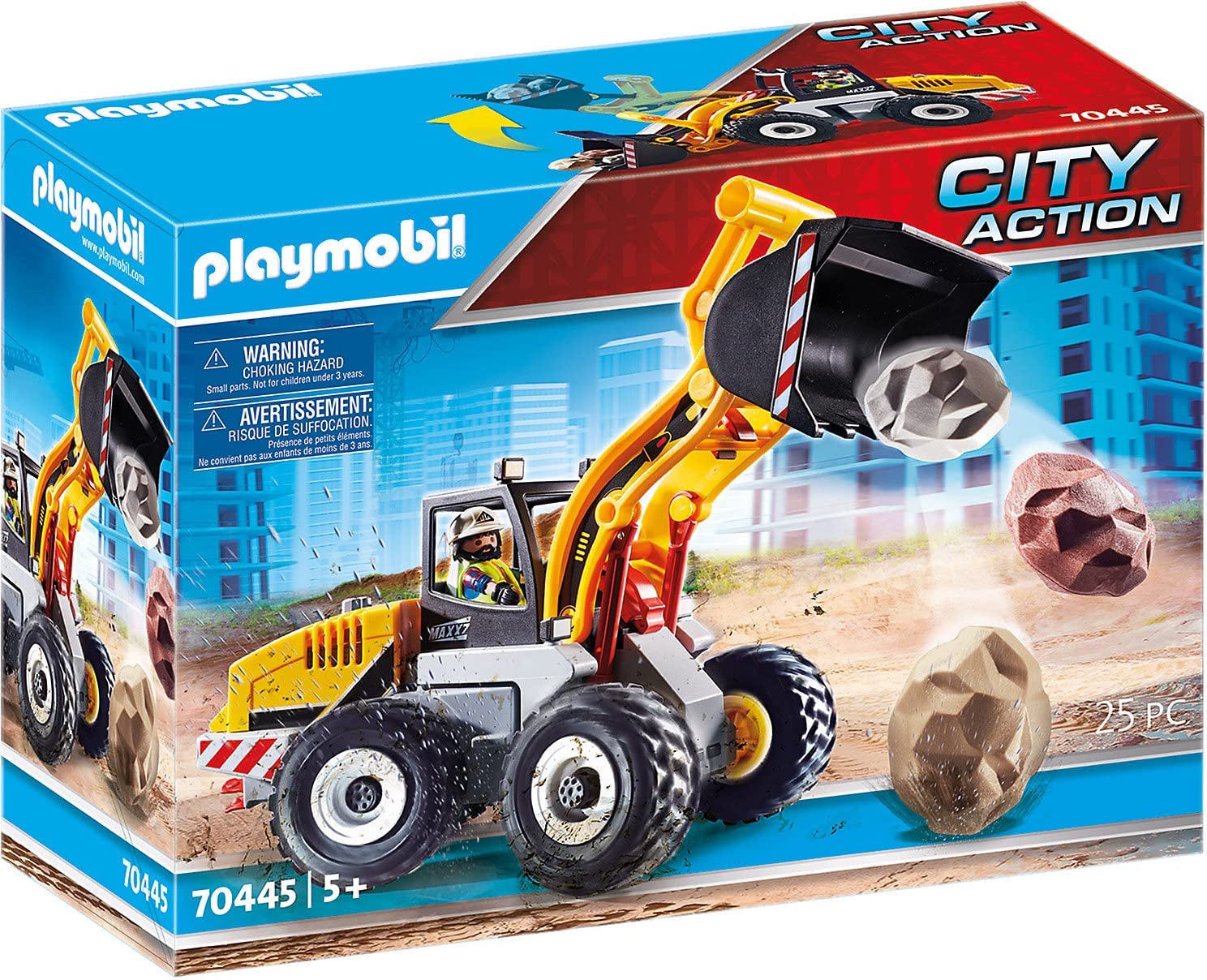 Playmobil - 70445 - City Action - La Vie de Chantier Chantier Chargeuse sur pneus