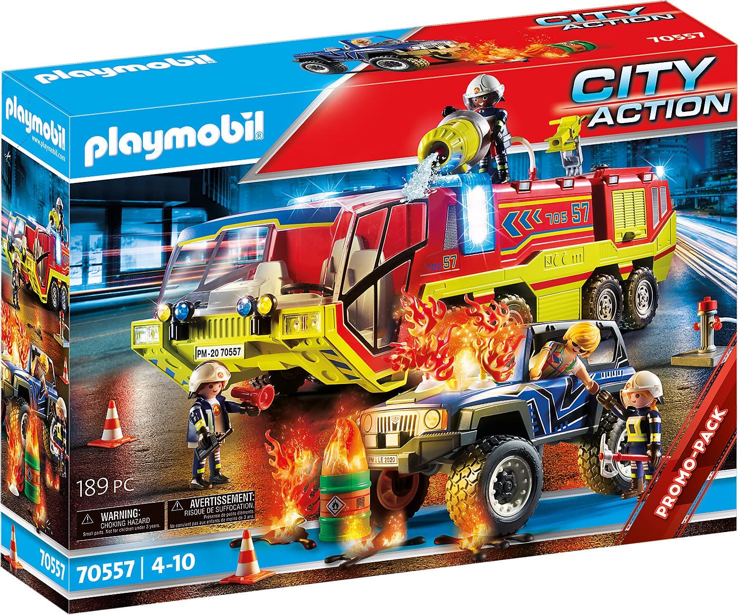 Playmobil - 70557 - City Action - Camion de Pompiers et véhicule enflammé