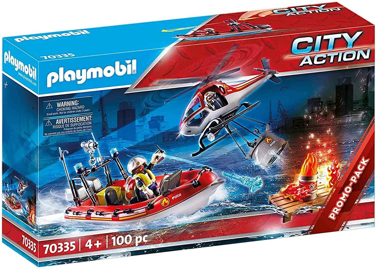 Playmobil - 70335 - City Action - Hélicoptère et bateau de pompier