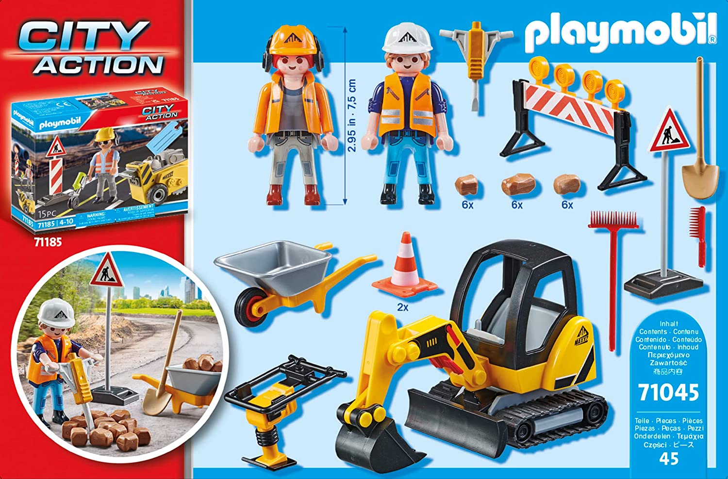 Playmobil - 71045 - City Action - Travaux de chantier ouvriers de voirie 2