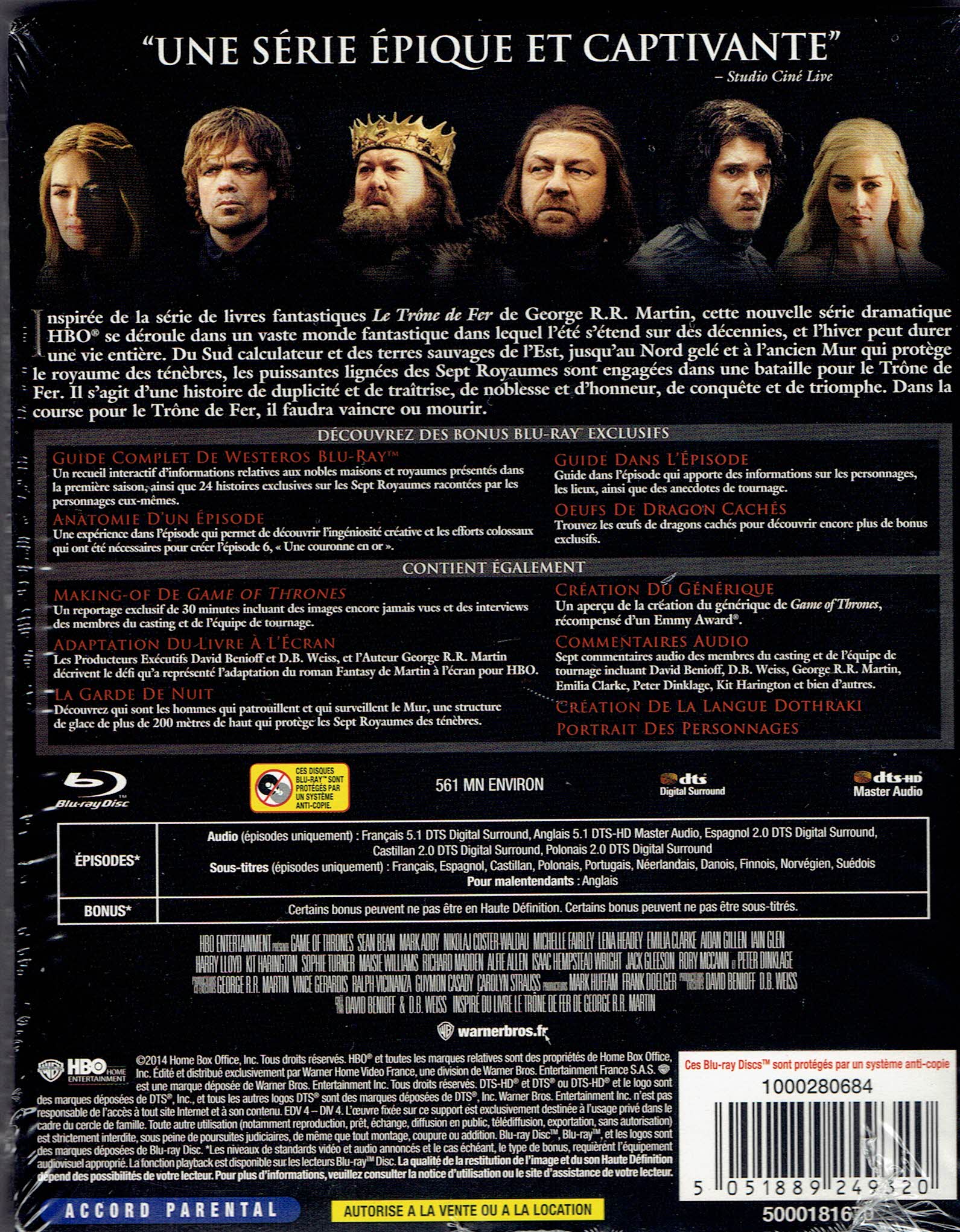film fantastique blu ray Game of thrones le trone de fer lintégrale saison 1 - 5 BLU-RAY bis