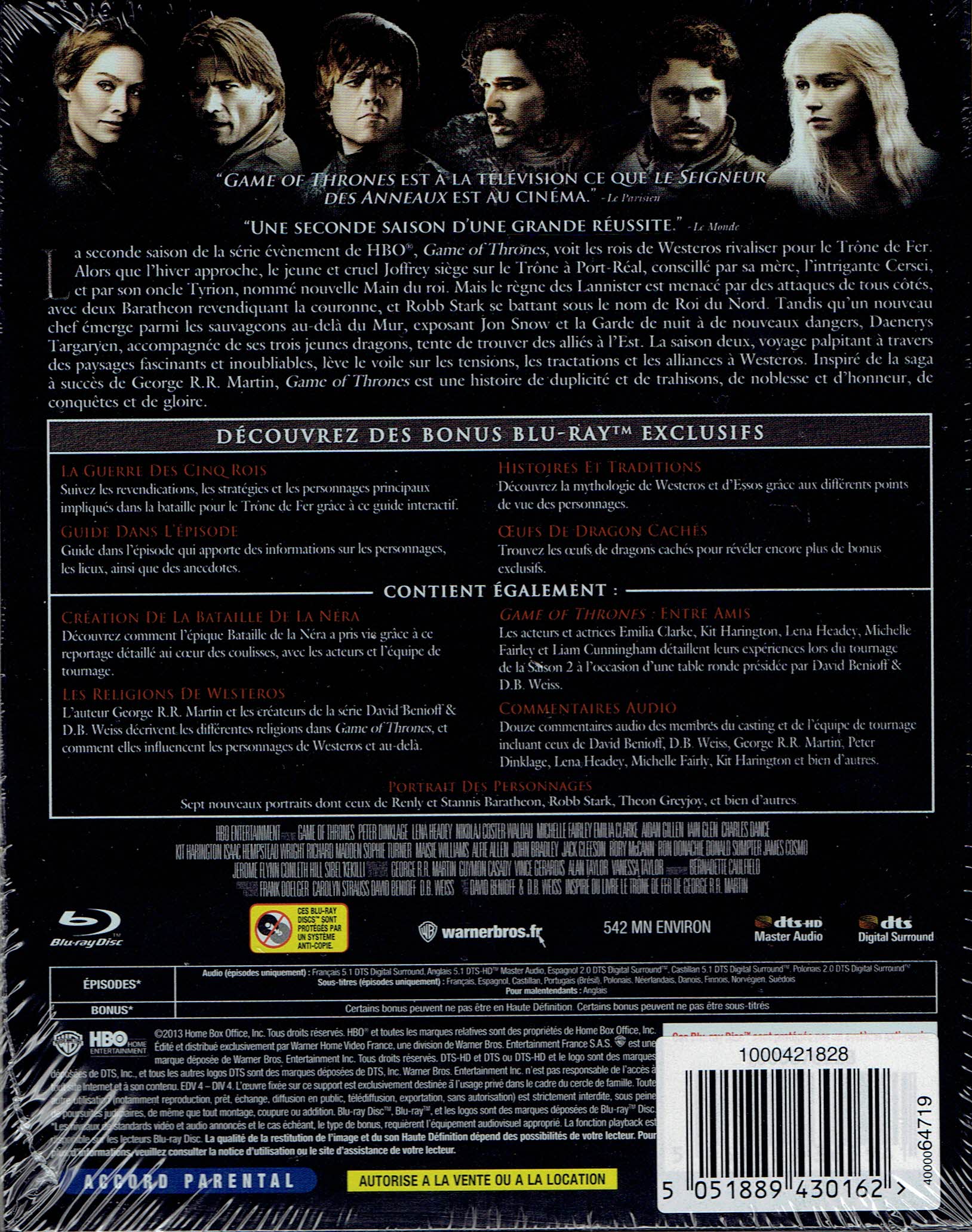 film fantastique blu ray Game of thrones le trone de fer lintégrale saison 2 - 5 BLU-RAY bis