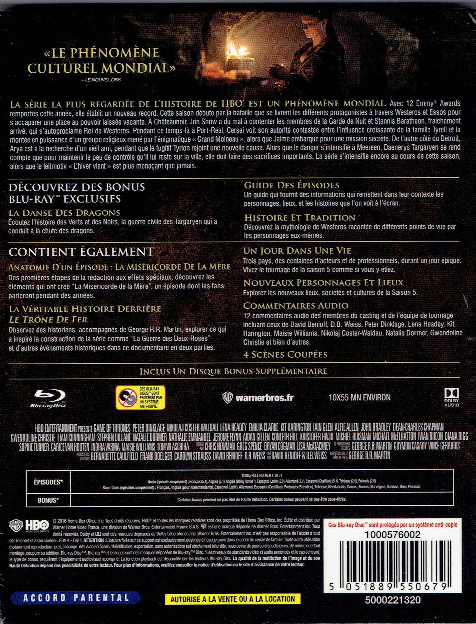 film fantastique blu ray Game of thrones le trone de fer lintégrale saison 5 - 4 BLU-RAY bis