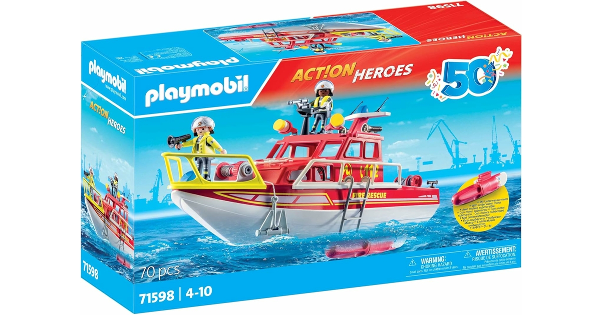 Playmobil City Action Bateau de sauvetage et pompiers 70147 + moteur submersible