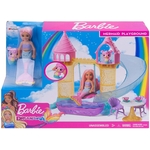 Jouet Mattel Barbie Dreamtopia Coffret Aire de Jeux château de sable avec poupée Chelsea sirène et Figurine Ourson-Triton 1