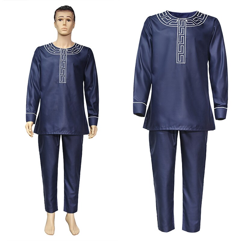 Md Vêtements Africains Pour Hommes Chemise Brodée Pantalon Dashiki