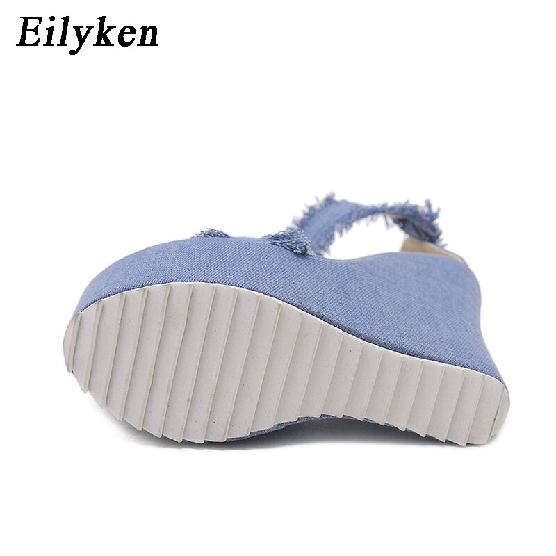 Eilyken Nouvelles Sandales En Denim Design T Sandales Romaines Haute Qualit Compens Es