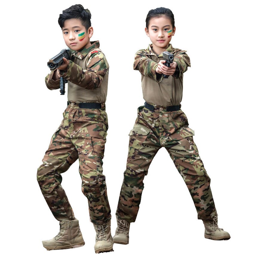 Uniforme Militaire Ww2 Pour Garcons Veste De Combat Tactique Ensemble Pantalon Camouflage Cp Jungle Print 2 Pieces Tenue Militaire Des Forces Speciales Swat Pour Enfants Mode Enfant Ventelh