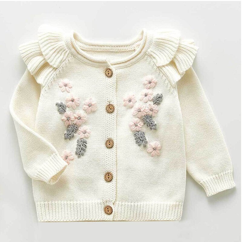 Enfants Bebe Vetements Tricot Ensemble Automne Broderie Fleurs Ensemble Mode Bebe Filles Vetements A Manches Longues Tricot Cardigan Barboteuse Ensembles Mode Enfant Ventelh