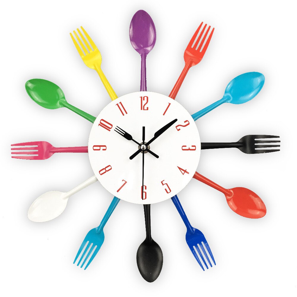 Couverts-Horloge-Murale-de-cuisine-en-m-tal-Cuill-re-fourchette-Quartz-cr-atif-horloges-murales