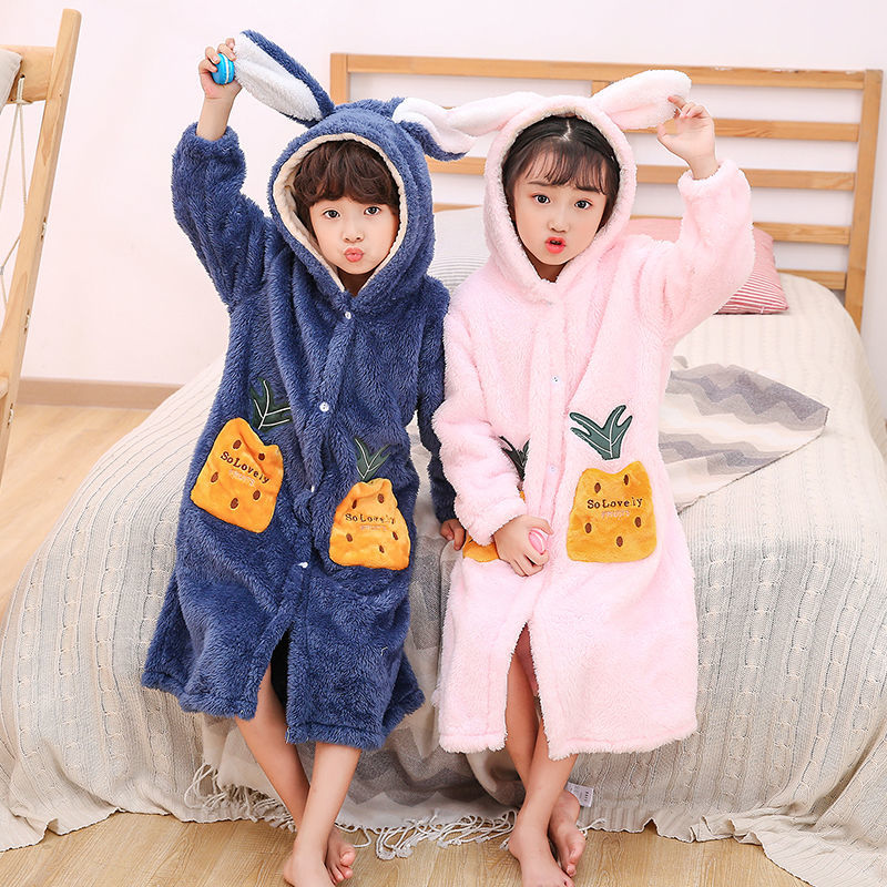 Enfants Peignoir flanelle bébé à capuchon, vêtements de nuit - Pyjamas robe  de nuit