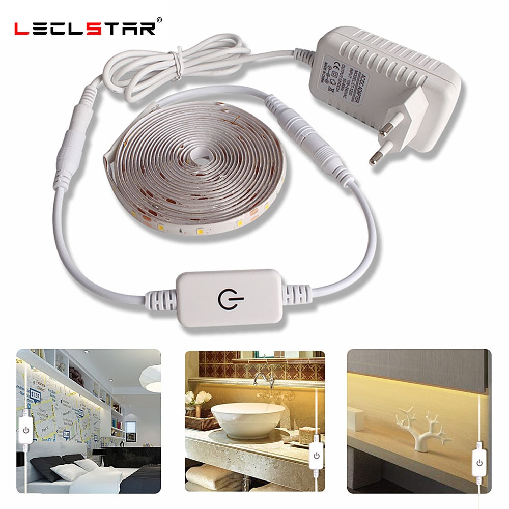 Acheter Bande lumineuse LED étanche 1-5M, ruban 2835, interrupteur à  capteur tactile variable, alimentation 12V pour lampe sous-meuble de  cuisine